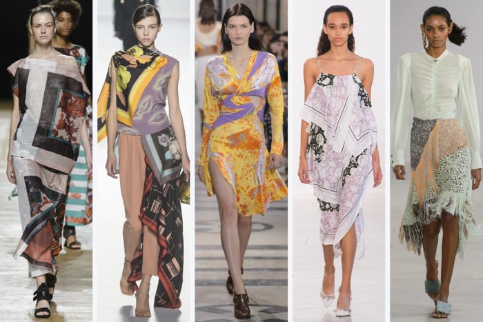 (L-R): Issey Miyake, Dries Van Noten, Atlein, Christian Wijnants and Veronique Leroy. Photo: Imaxtree