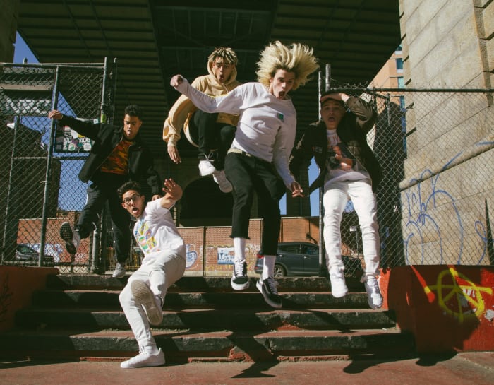 (L-R): Edwin Honoret, Brandon Arreaga, Zion Kuwonu, Austin Porter and Nick Mara. Photo: Whitney Bauck/Fashionista