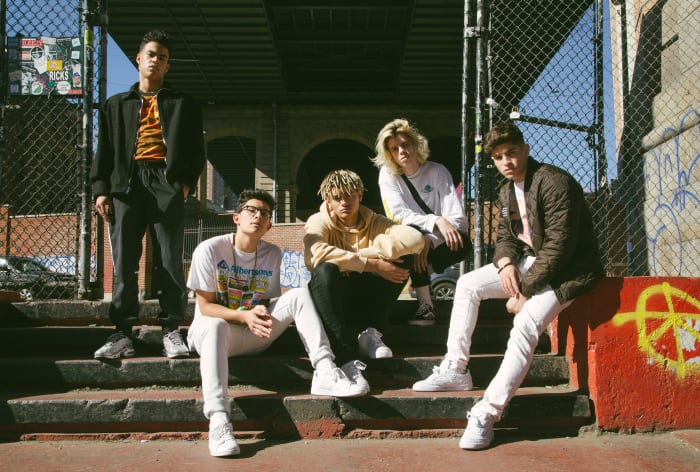 (L-R): Edwin Honoret, Brandon Arreaga, Zion Kuwonu, Austin Porter and Nick Mara. Photo: Whitney Bauck/Fashionista