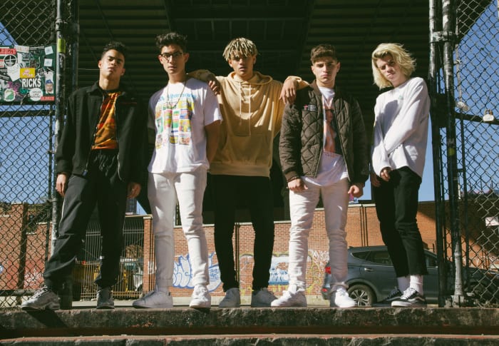 (L-R): Edwin Honoret, Brandon Arreaga, Zion Kuwonu, Nick Mara and Austin Porter. Photo: Whitney Bauck/Fashionista