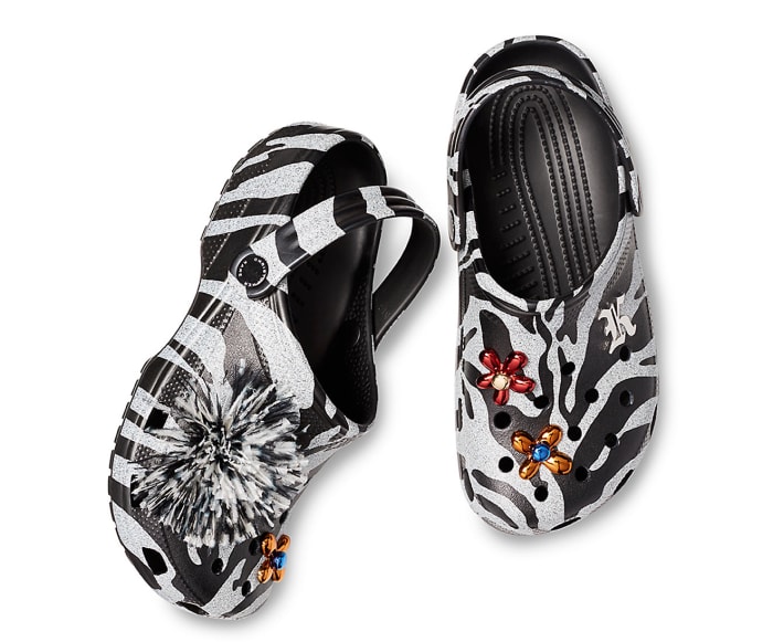 Christopher Kane x Crocs Black and White Tiger Clogs, $59.99, available at Crocs.com.