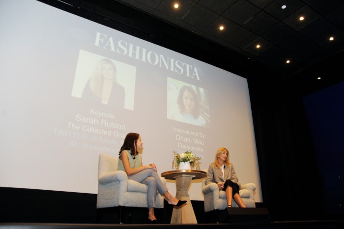 West Coast Editor Dhani Mau and Sarah Rutson at FashionistaCon 2017. Photo: Ashley Jahncke/Fashionista