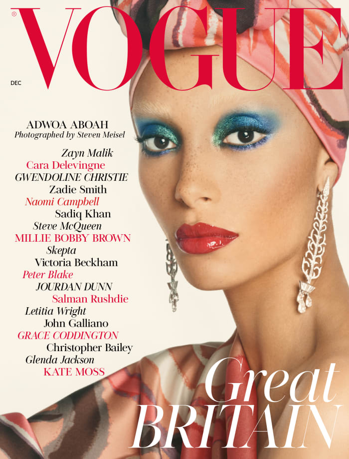Adwoa Aboah on "British Vogue"'s December 2017 issue. Photo: Steven Meisel/Courtesy of "British Vogue"