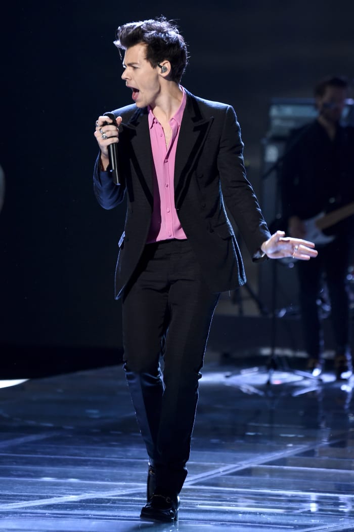 Harry Styles in Gucci at the 2017 Victoria's Secret Fashion Show on Monday in Shanghai. Photo: Theo Wargo/Getty Images