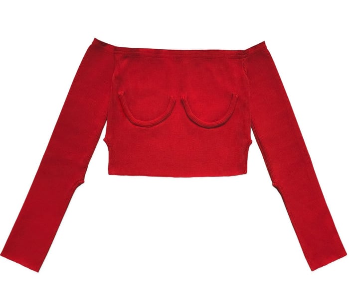 Orseund Iris Off Shoulder Knit Red, $260, available at Orseund Iris.