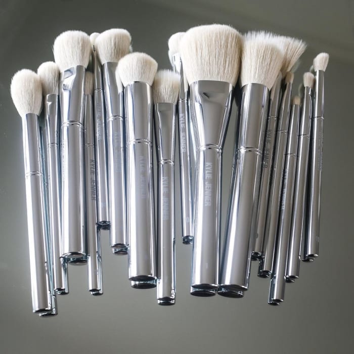 The Kylie Cosmetics Silver Series Brush Collection. Photo: @kyliecosmetics/Instagram