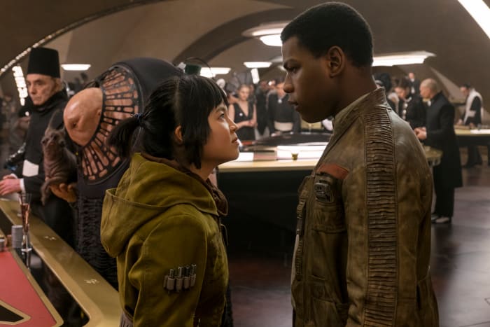 Rose (Kelly Marie Tran) and Finn (John Boyega). Photo: Photo: David James/2017 Lucasfilm Ltd. & ™, All Rights Reserved.