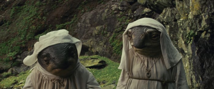 The Caretakers on Ahch-To. Photo: Industrial Light & Magic/Lucasfilm..©2017 Lucasfilm Ltd. All Rights Reserved.