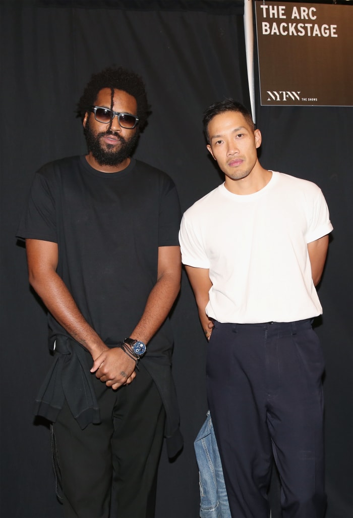 Public School's Maxwell Osborne and Dao-Yi Chow backstage at New York Fashion Week. Photo: Mireya Acierto/Getty Images