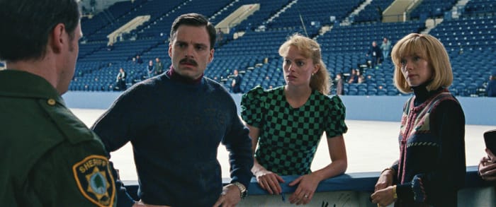 Gillooly, Harding (Margot Robbie) and coach Diane Rawlinson (Julianne Nicholson). Photo: Courtesy of Neon