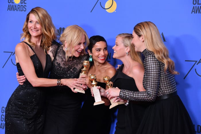 Laura Dern, Nicole Kidman, Zoe Kravitz, Reese Witherspoon and Shailene Woodley at the 2018 Golden Globes. Photo: George Pimentel/WireImage