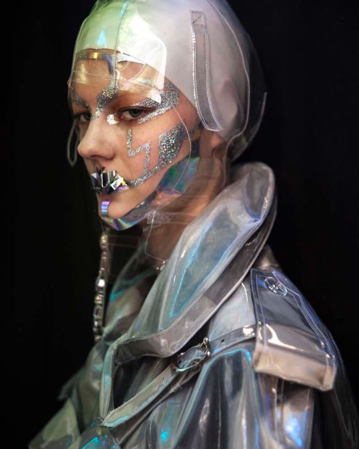 A closeup of one of the beauty looks from the Spring 2018 Maison Margiela couture show. Photo: @maisonmargiela/Instagram