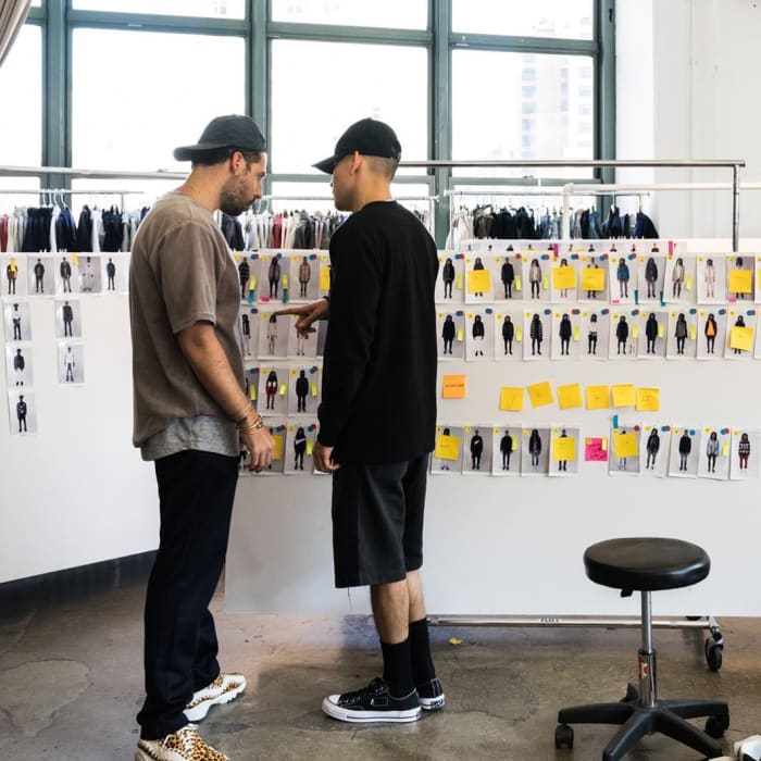 Eugene Tong with Ronnie Fieg prepping for Kith Sport's New York Fashion Week runway show. Photo: @hypebae/Instagram