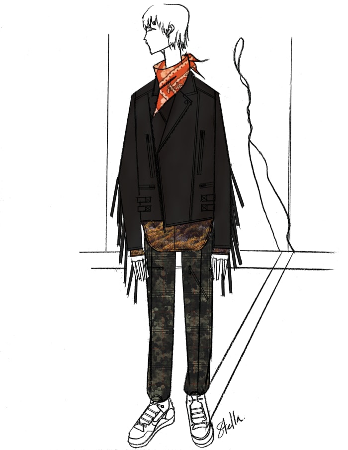 A sketch of Justin Timberlake's Super Bowl Stella McCartney look. Photo: Courtesy of Stella McCartney