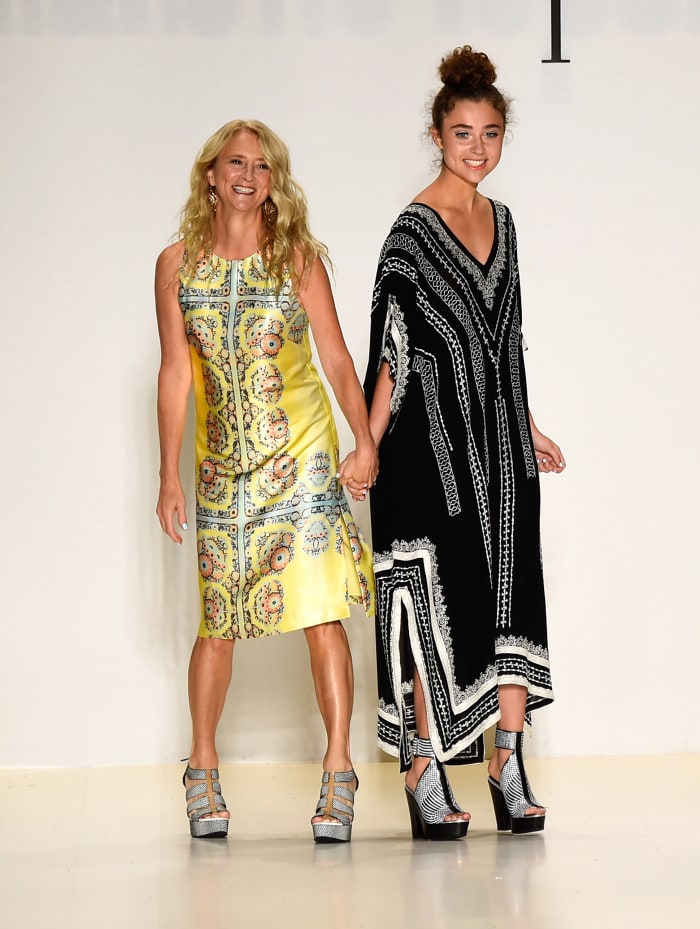 Nanette Lepore with her daughter Violet at her Spring 2015 runway. Photo: Frazer Harrison/Getty Images