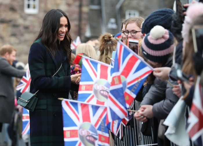 Meghan Markle meets well-wishers at Edinburgh Castle on Tuesday in Scotland. Photo: Andrew Milligan/WPA Pool/Getty Images