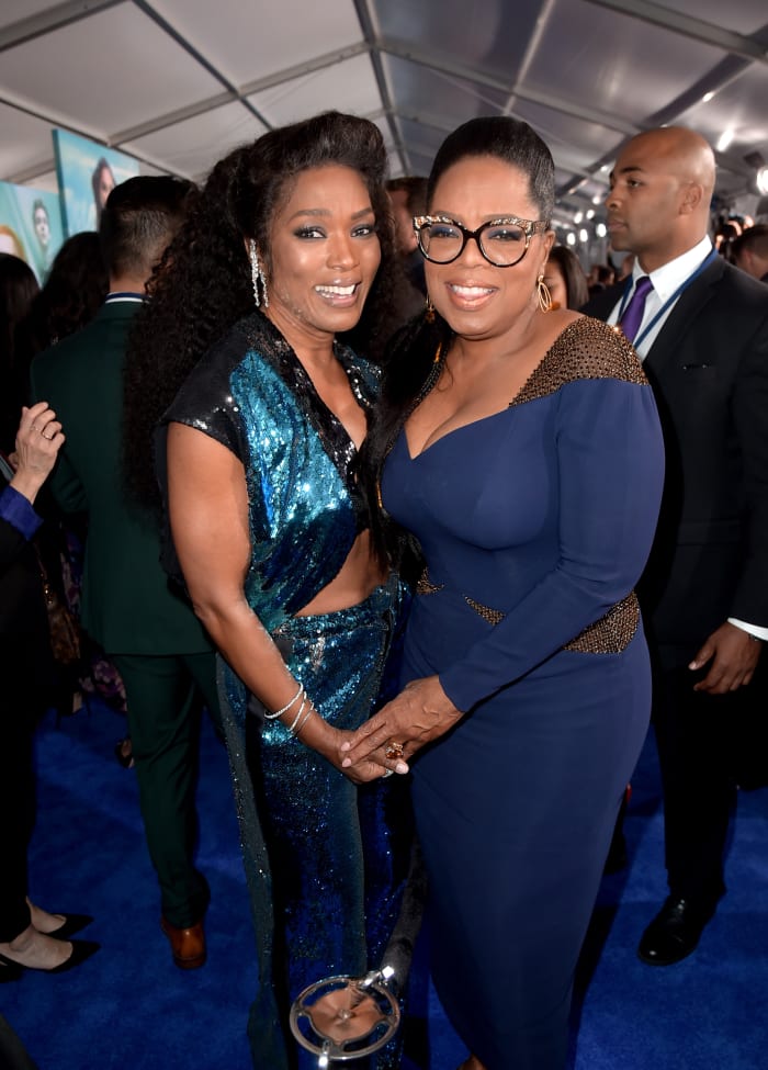 Angela Bassett and Oprah at the premiere of Disney's "A Wrinkle in Time" in Los Angeles. Photo: Kevin Winter/Getty Images