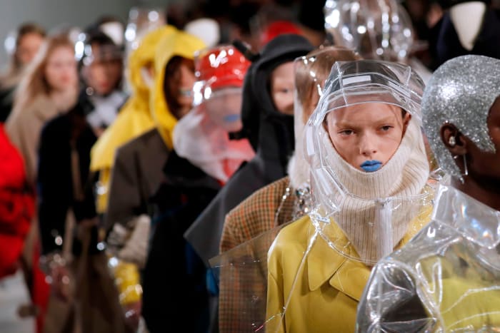 The finale of Maison Margiela's Fall 2018 runway show during Paris Fashion Week. Photo: Francois Guillot/AFP/Getty Images