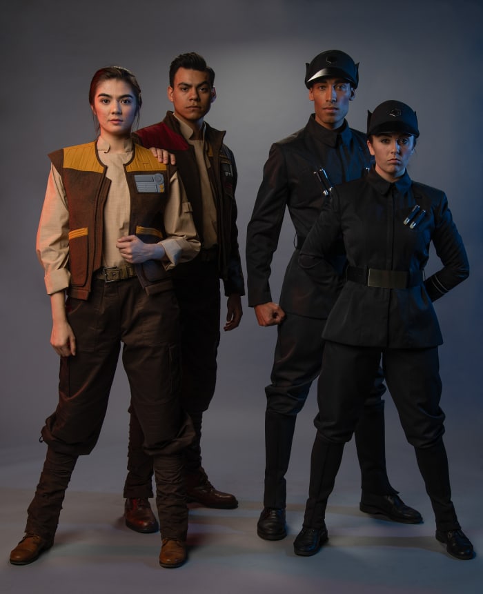 "Star Wars: Galaxy's Edge" costumes, including the Resistance (left) and First Order (right). Photo: Courtesy of Disneyland