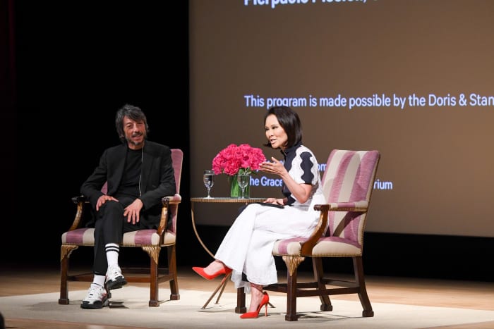Pierpaolo Piccioli with Alina Cho during "The Atlier" at the Metropolitan Museum of Art. Photo: BFA.com/Zach Hilty