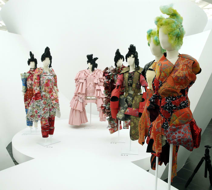 Designs by Rei Kawakubo on display at the "Rei Kawakubo/Comme des Garcons: Art Of The In-Between" at the Met. Photo: Jemal Countess/Getty Images