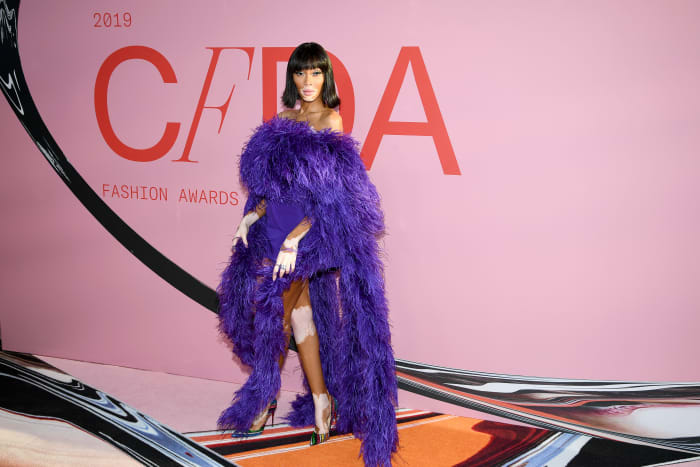 Winnie Harlow in Christian Siriano at the 2019 CFDA Fashion Awards. Photo: Dimitrios Kambouris/Getty Images