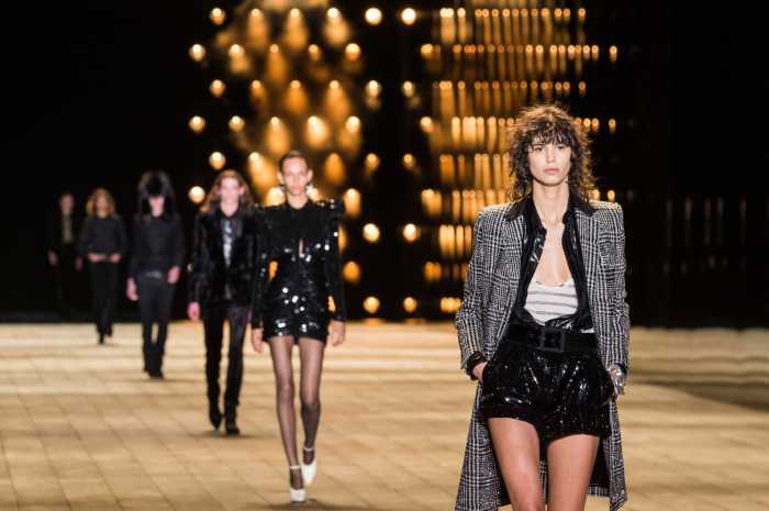 Models at Saint Laurent's Fall 2018 show. Photo: Imaxtree 