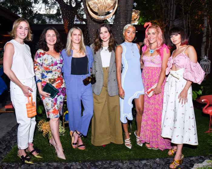 Brett Heyman, Fran Drescher, Erin Foster, Sophia Bush, Kitty Kash, Busy Philipps and Charli XCX at Edie Parker Flower’s ‘The Garden of Edie’ Party at Eric Buterbaugh Perfumery. Linnea Stephan / BFA