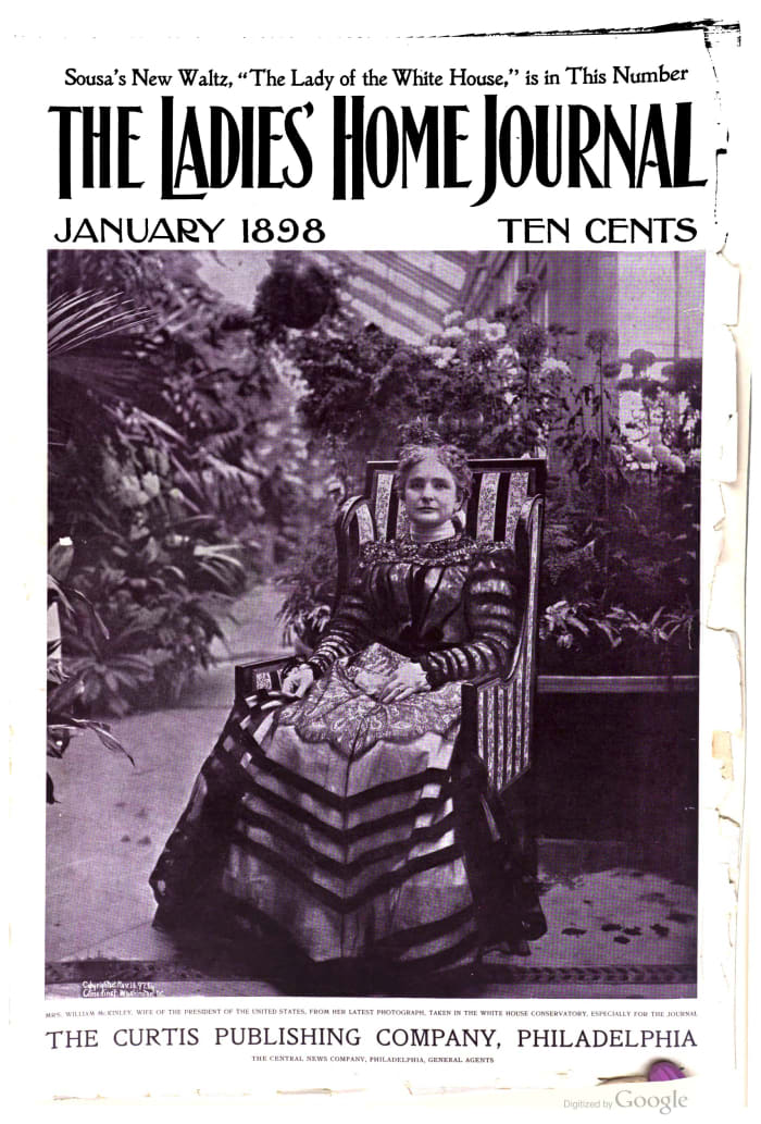 Photograph of Ida McKinley on the cover of Ladies’ Home Journal, vol. 15, no. 2, January 1898.