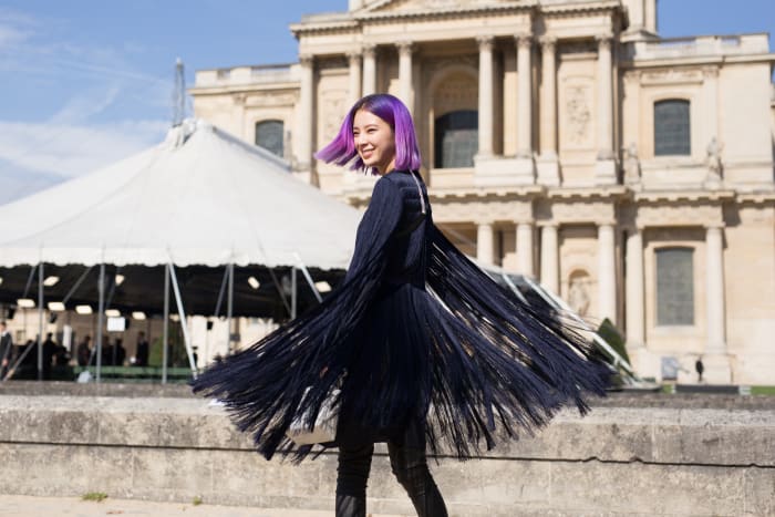 Irene Kim photographed during Paris Fashion Week's Spring 2018 season in Sept. 2017. Photo: Matthew Sperzel/Getty Images