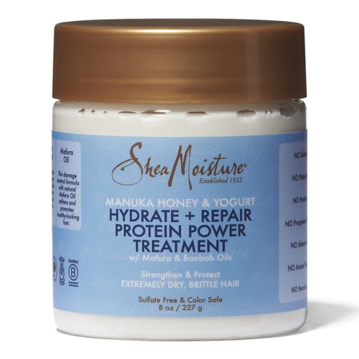 Shea Moisture Manuka Honey & Yogurt Hydrate + Repair Protein Power Treatment, $11.49, available here.