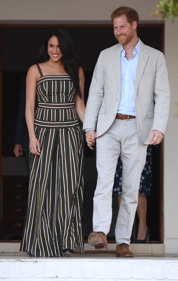 The Duchess of Sussex in Martin Grant and Duke of Sussex in Cape Town, South Africa. Photo: Paul Edwards - Pool/Getty Images