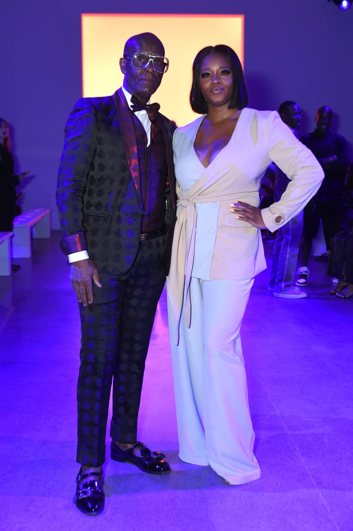 Claire Sulmers with Dapper Dan at Aliette's Spring 2020 show during New York Fashion Week. Photo: Yuchen Liao/Getty Images