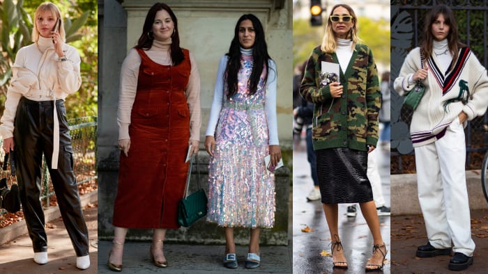 On the street at Paris Fashion Week Spring 2020. Photos: Imaxtree; Chiara Marina Grioni/Fashionista (3)