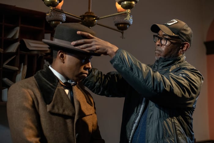Leslie Odom Jr., as William Still, and Tazewell on the set of 'Harriet.' Photo: Glen Wilson/Courtesy of Focus Features