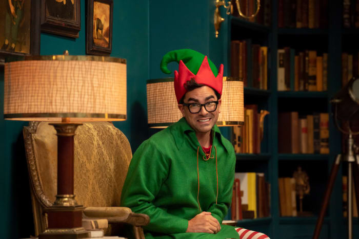 Narrator elf Dan Levy. ("Stop doing that with your face.") Photo: Anne Marie Fox/Courtesy of Amazon Studios