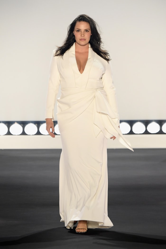 Model Candice Huffine walked the runway for 11 Honoré's first fashion show during New York Fashion Week in February 2019.