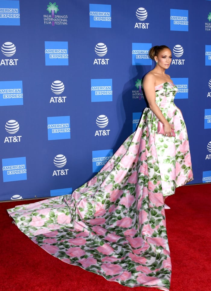 J.Lo wearing Richard Quinn at the 2020 Palm Springs International Film Festival gala.