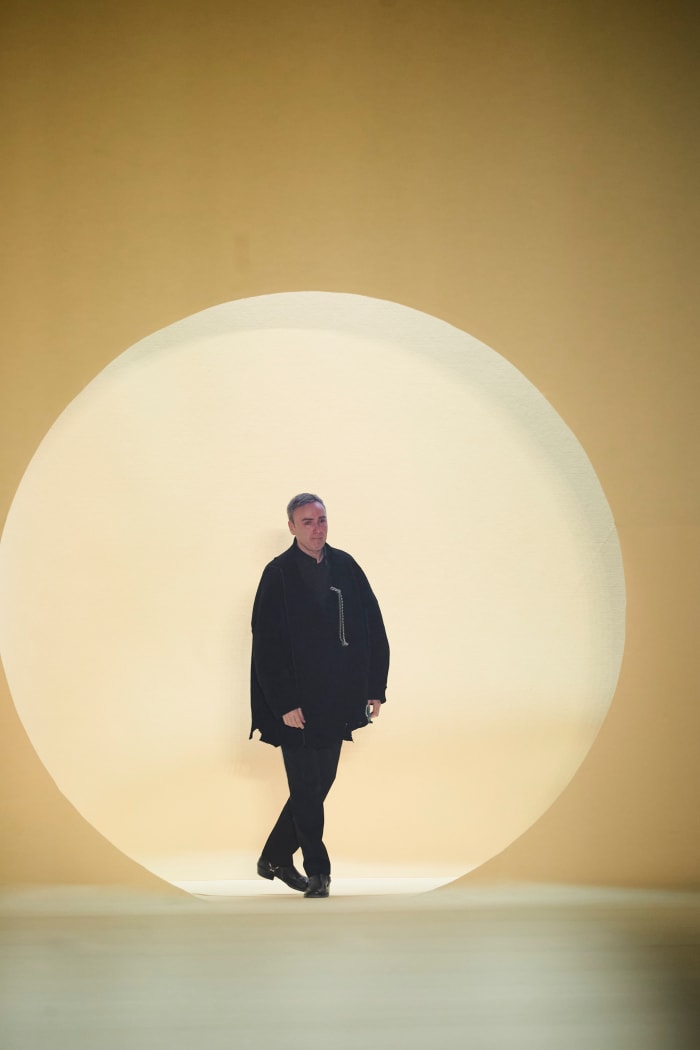 Raf Simons at his Fall 2020 menswear show during Paris Fashion Week Men's in January.