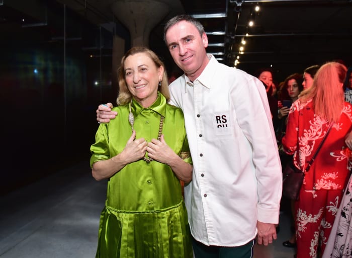 Simons with Miuccia Prada at the brand's Resort 2019 event in New York.
