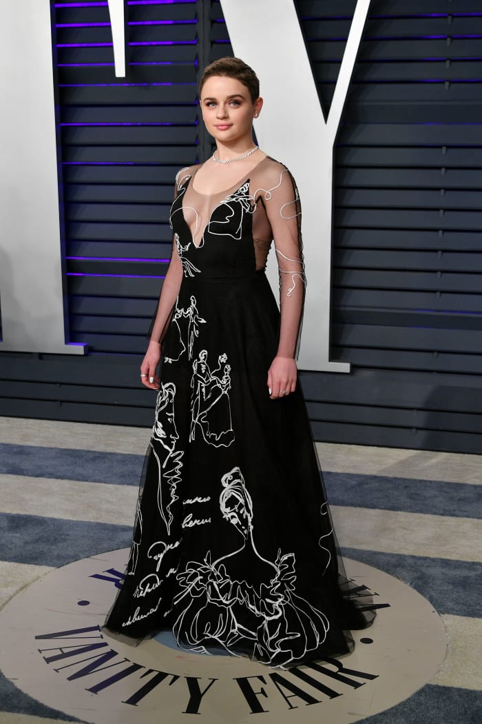 Joey King in Yanina Couture — styled by Eng — at the 2019 'Vanity Fair' Oscars party.