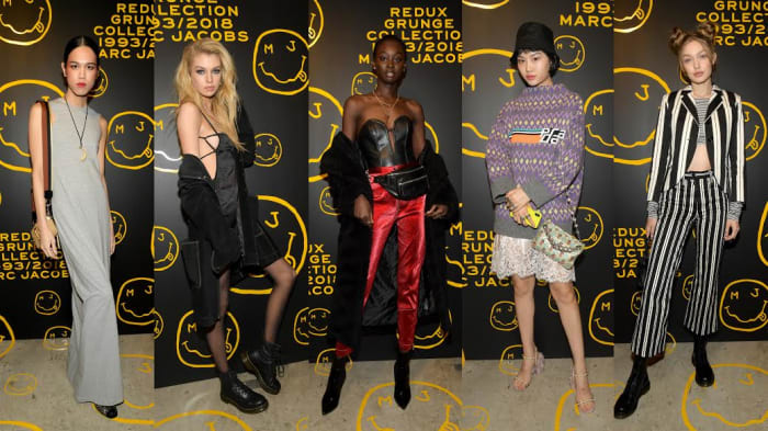Dara Allen, Stella Maxwell, Subah Koj, Ting Chen and Gigi Hadid at the opening celebration of The Marc Jacobs Redux Grunge Collection and opening of Marc Jacobs Madison in New York City. Photos: Ben Gabbe/Getty Images for Marc Jacobs
