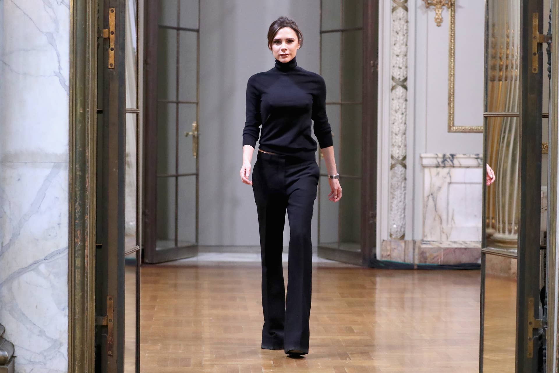 Victoria Beckham at her Fall 2018 presentation. Photo: JP Yim/Getty Images