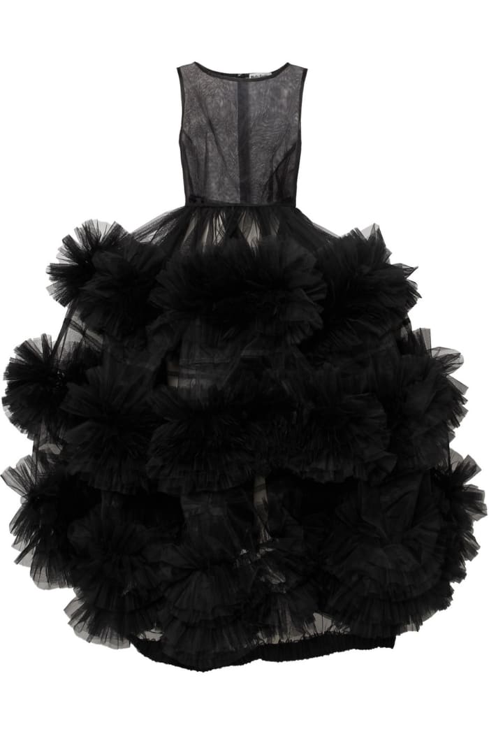Molly Goddard Harriet Tiered Tulle Gown, $4,077, available here.