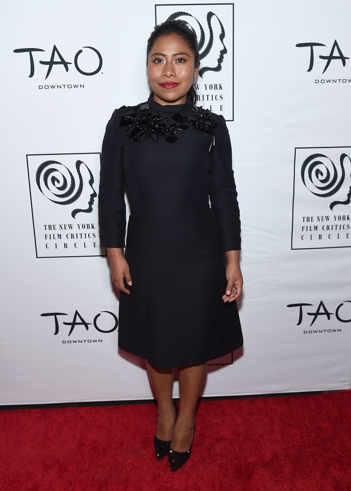 Yalitza Aparicio in Prada at the 2018 New York Film Critics Circle Awards. Photo: Jamie McCarthy/Getty Images