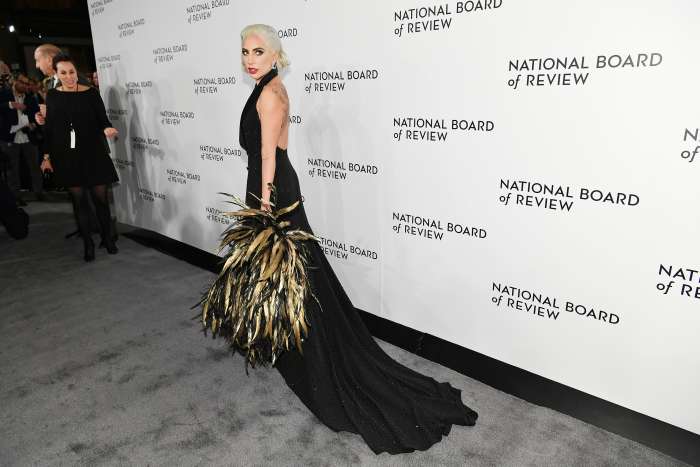 Behold, a master at work. Lady Gaga in Ralph Lauren Collection. Photo: Dia Dipasupil/Getty Images