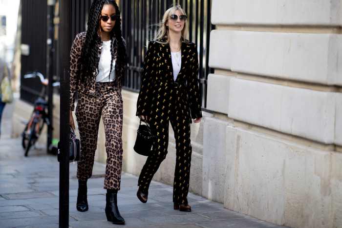 'Harper's Bazaar' editors Chrissy Rutherford and Kerry Pieri at Paris Fashion Week. Photo: Imaxtree
