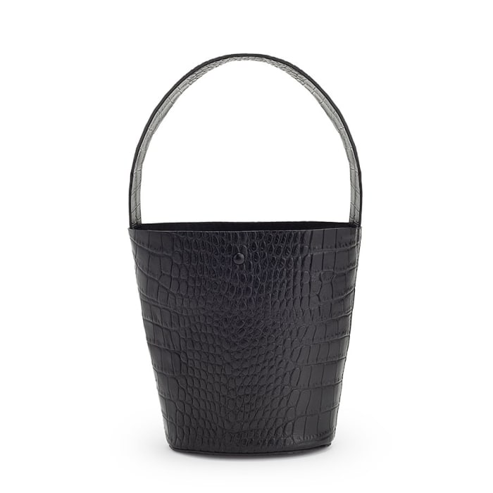 Cuyana Croc-Embossed Wide Strap Mini Bucket Bag, $195, available here.