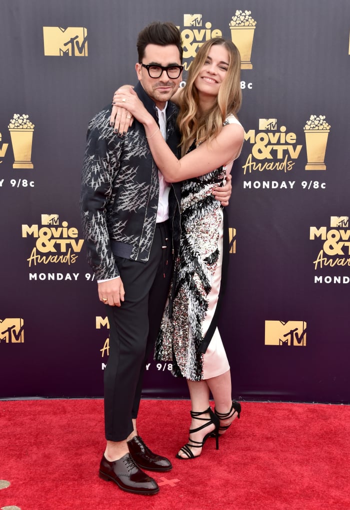 "Stop doing that with your face." Dan Levy and Murphy at the MTV Movie Awards in June 2018. Photo: Alberto E. Rodriguez/Getty Images for MTV