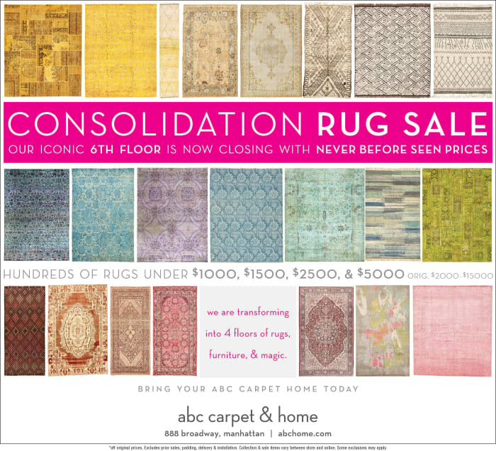 abc carpet Consolidation Rug Sale 888 Broadway New York, NY